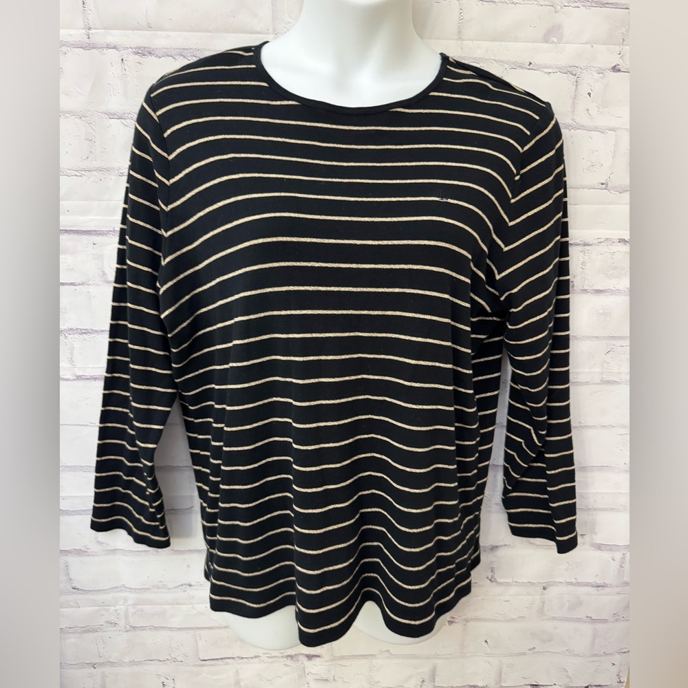 Lauren Ralph‎ Lauren Plus Size 3X Black Gold Top Stretchy Shirt Sparkle Y2K